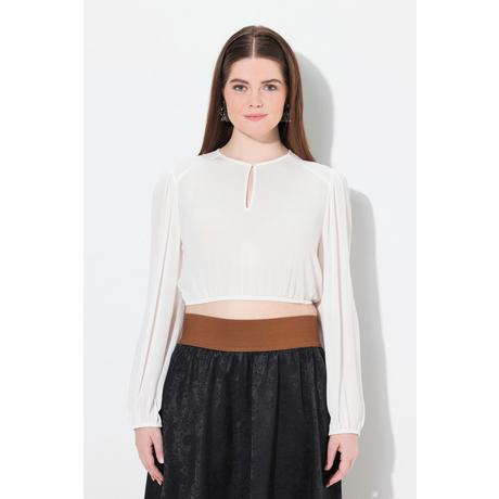 Ulla Popken Camicetta Dirndl Orlo Elastico Scollo Rotondo Maniche Lunghe  