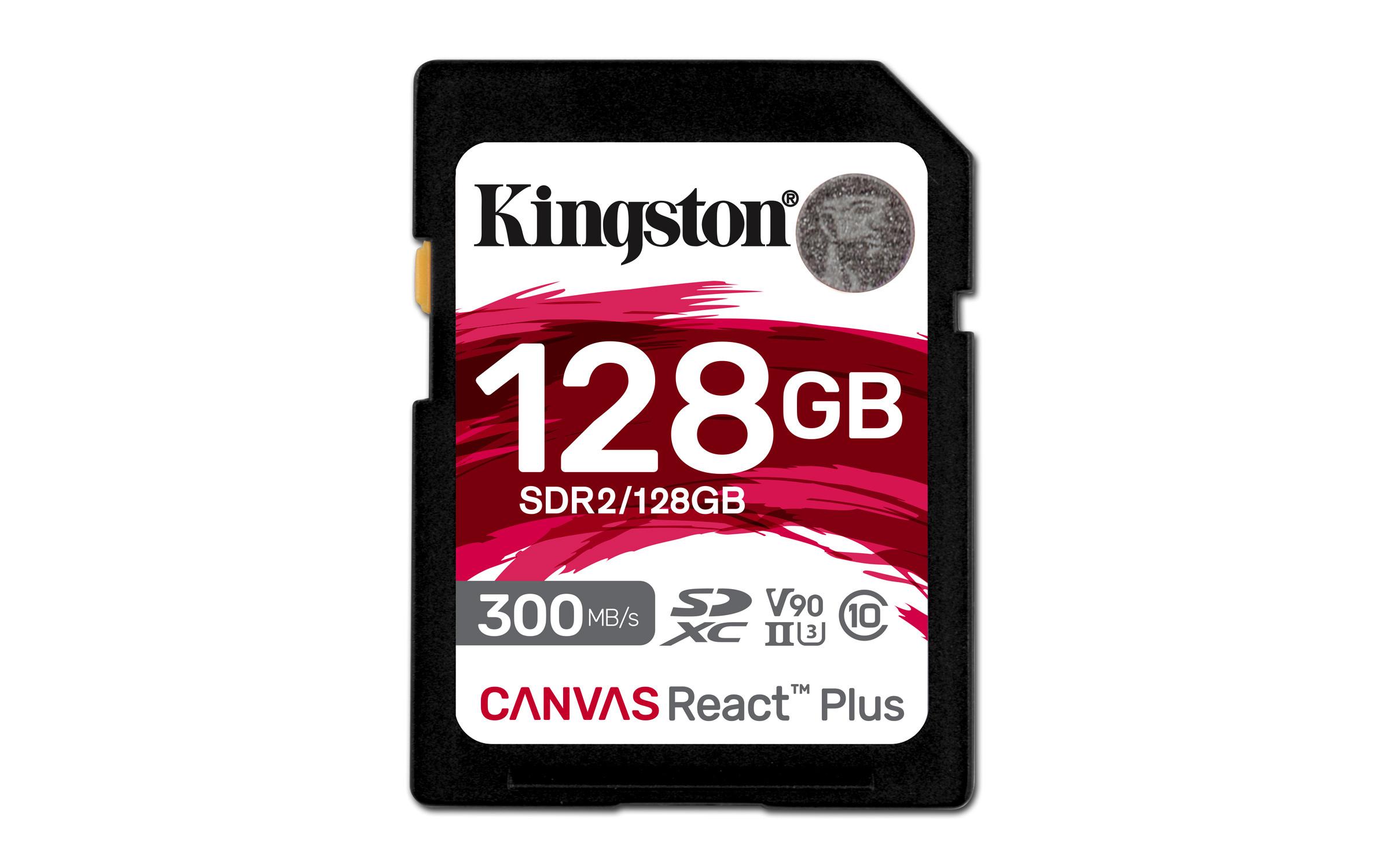 KINGSTON TECHNOLOGY  Kingston Technology 128GB Canvas React Plus SDXC UHS-II 300R/260W U3 V90 for Full HD/4K/8K 