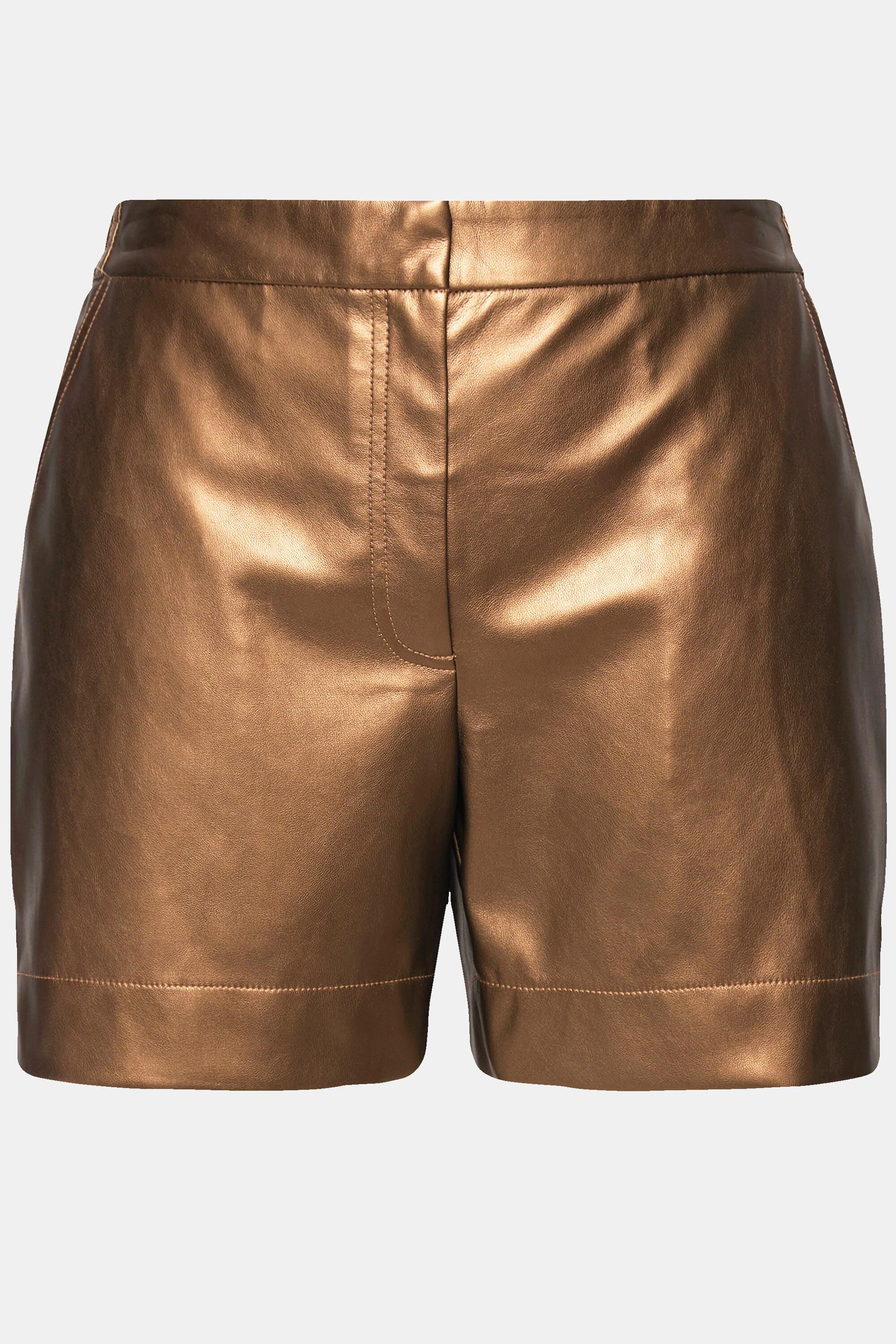 Ulla Popken  Shorts in similpelle con taglio della gamba ampio e cintura comoda 