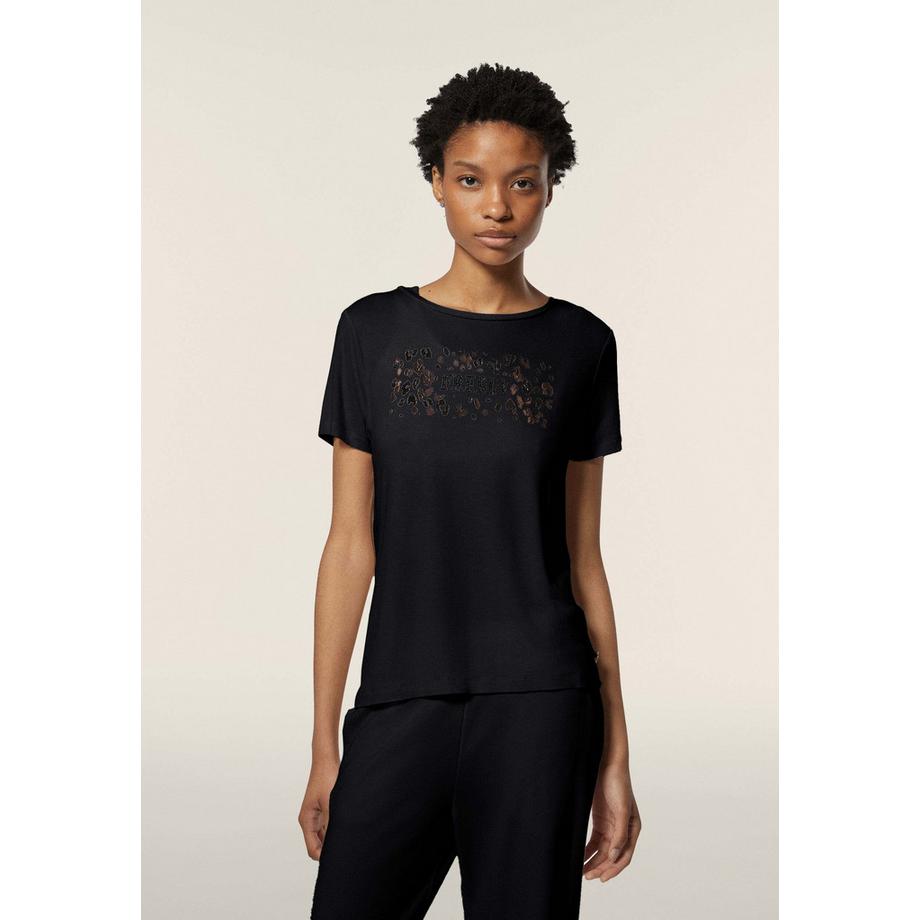 FREDDY T-Shirt Maniche Corte Logo Stampa Leopardata  