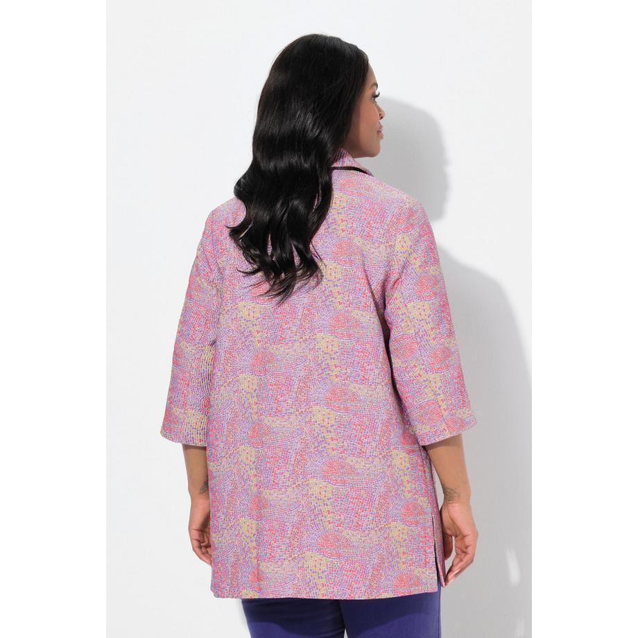 Ulla Popken Mosaik Design Hemdkragen 3/4 Arm Jacke  