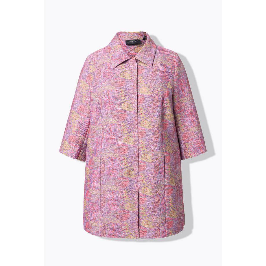 Ulla Popken Mosaik Design Hemdkragen 3/4 Arm Jacke  