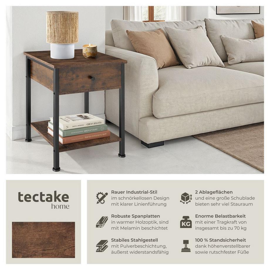 Tectake Table de chevet Bradford  