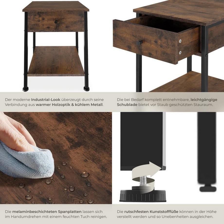 Tectake Table de chevet Bradford  