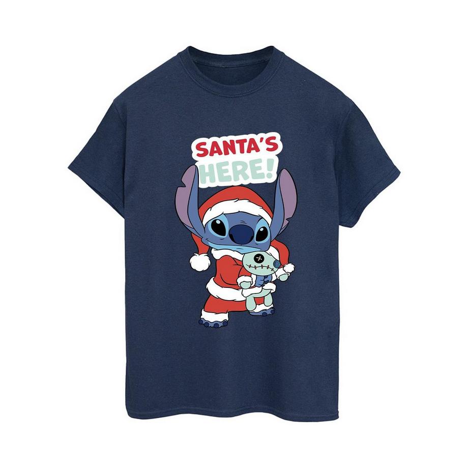 Disney Santa's Here Stitch T-Shirt Noël  