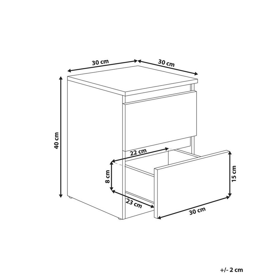 Beliani Nachttisch mit 2 Schubladen aus Faserplatte Minimalistisch WINNIPEG  