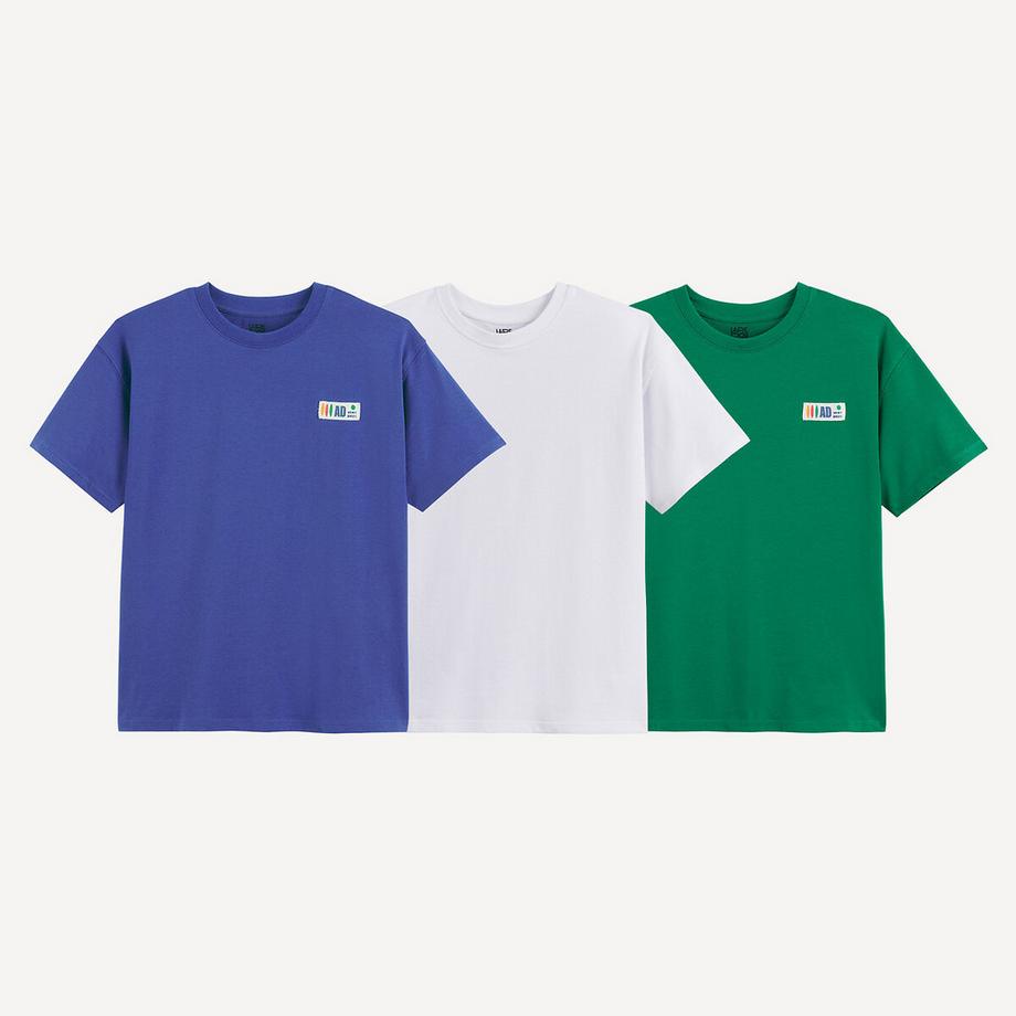 3er-Set T-Shirts mit Rundhalsausschnitt und kurzen Ärmeln