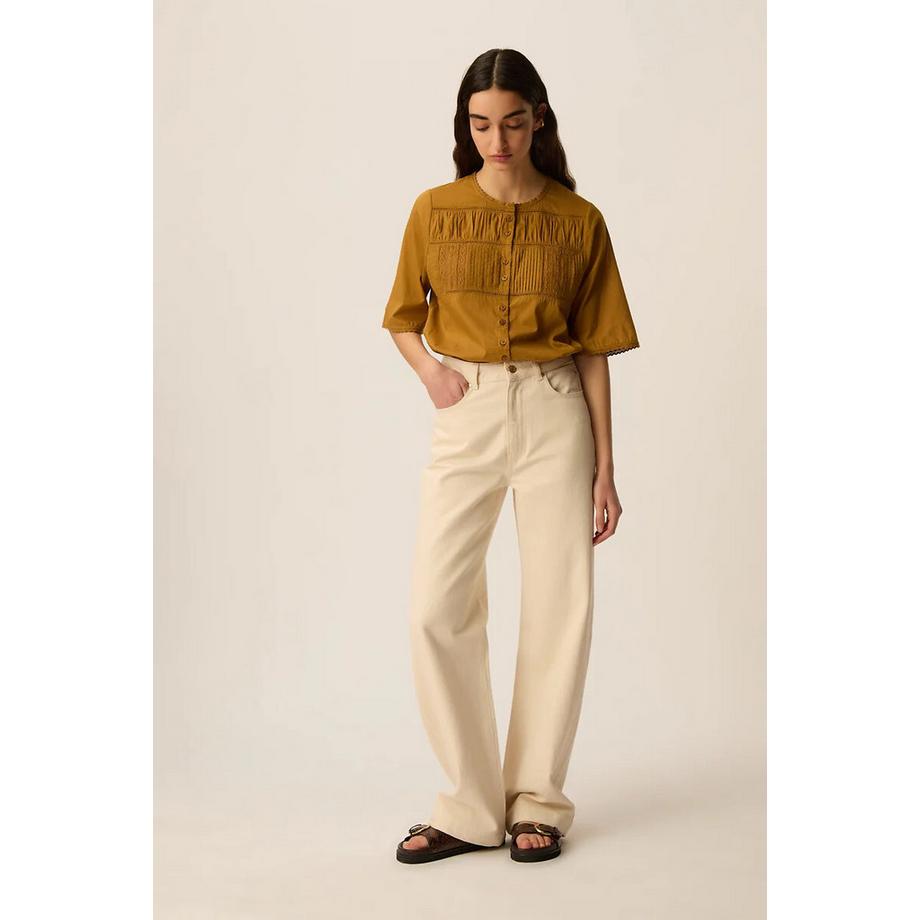 Des Petits Hauts Salem Blouse à Manches Courtes avec Détails en Dentelle  