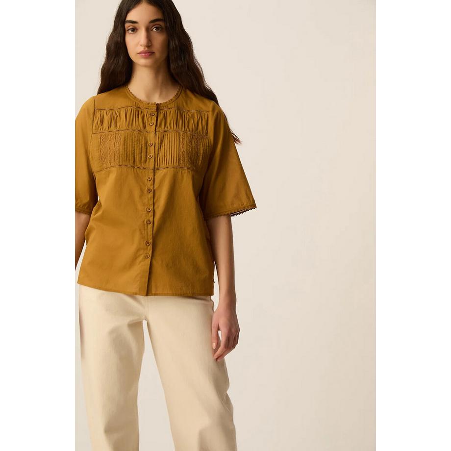 Des Petits Hauts Salem Blouse à Manches Courtes avec Détails en Dentelle  