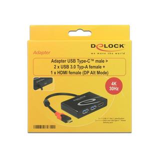 DeLock  62854 Schnittstellen-Hub USB 3.2 Gen 1 (3.1 Gen 1) Type-C Schwarz 