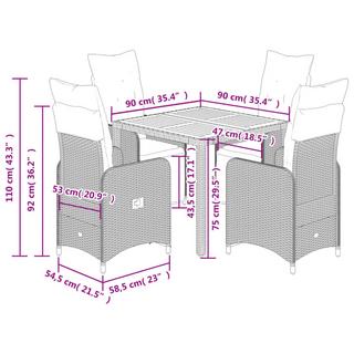 VidaXL Ensemble de bistro rotin synthétique  