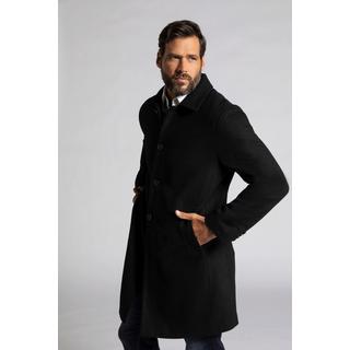 JP1880  Cappotto idrorepellente in misto lana con colletto da camicia nero 