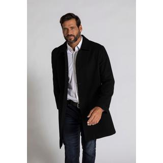 JP1880  Cappotto idrorepellente in misto lana con colletto da camicia nero 