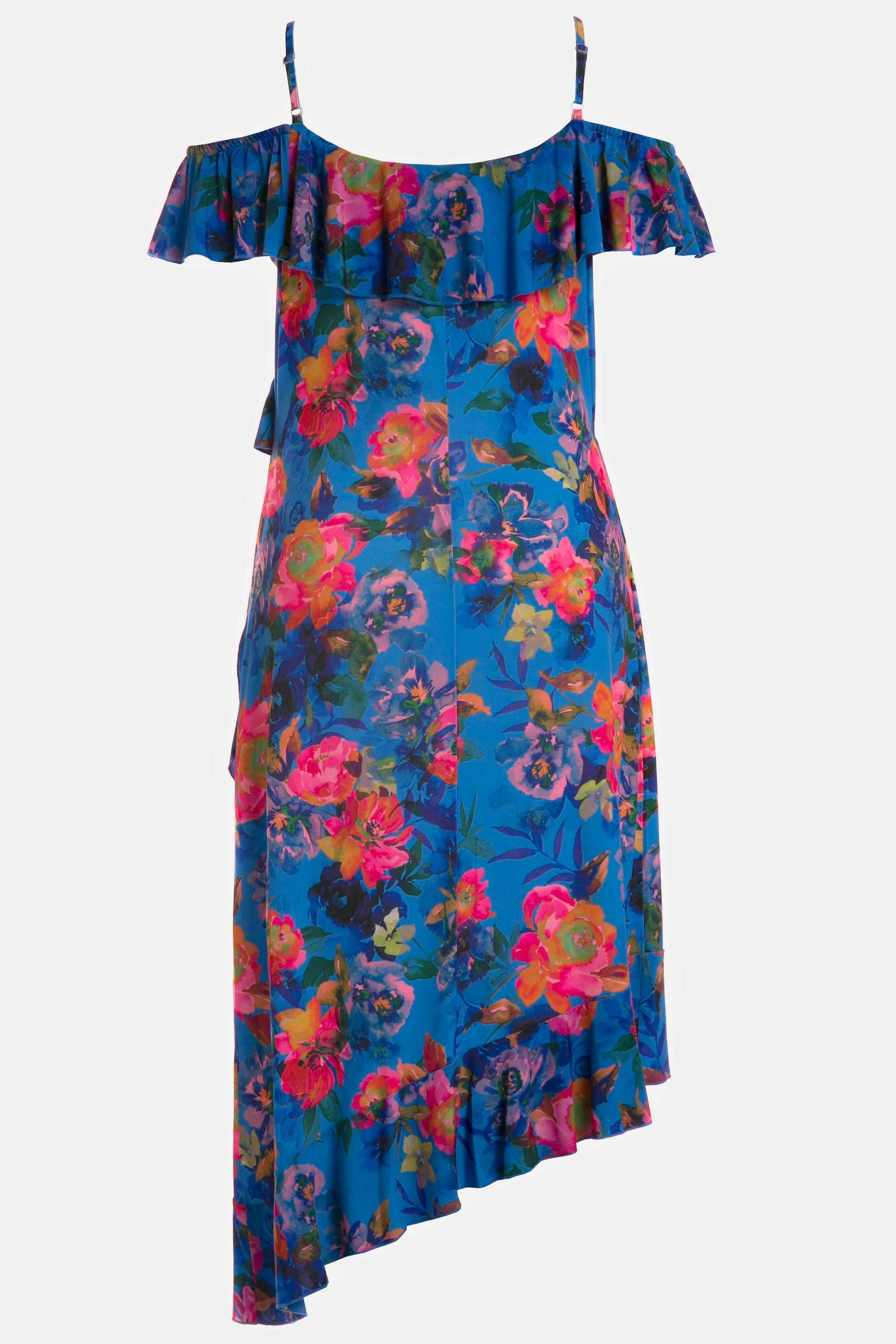 Ulla Popken  Robe midi, épaules dénudées, imprimé floral, ruché 