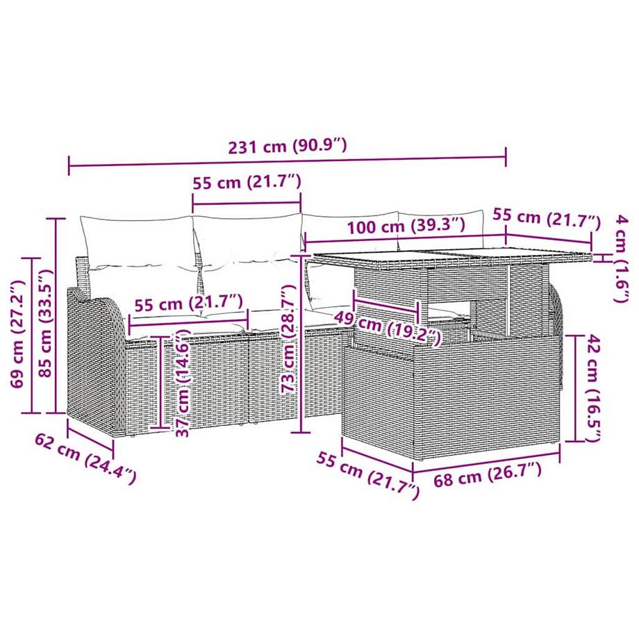 VidaXL Set di divani da esterno Polyrattan  