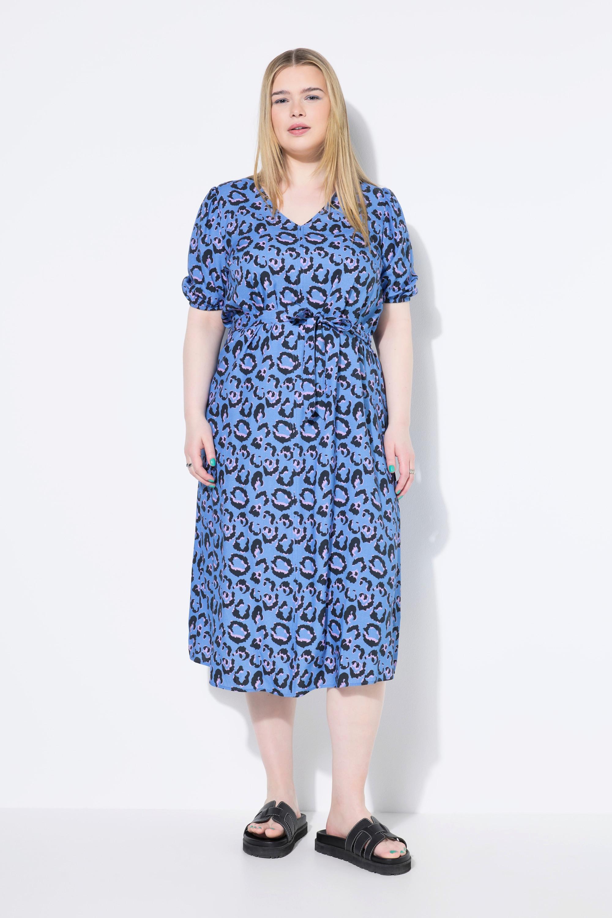 Studio Untold Midikleid A-Linie Taillen-Bindeband Himmelblau  