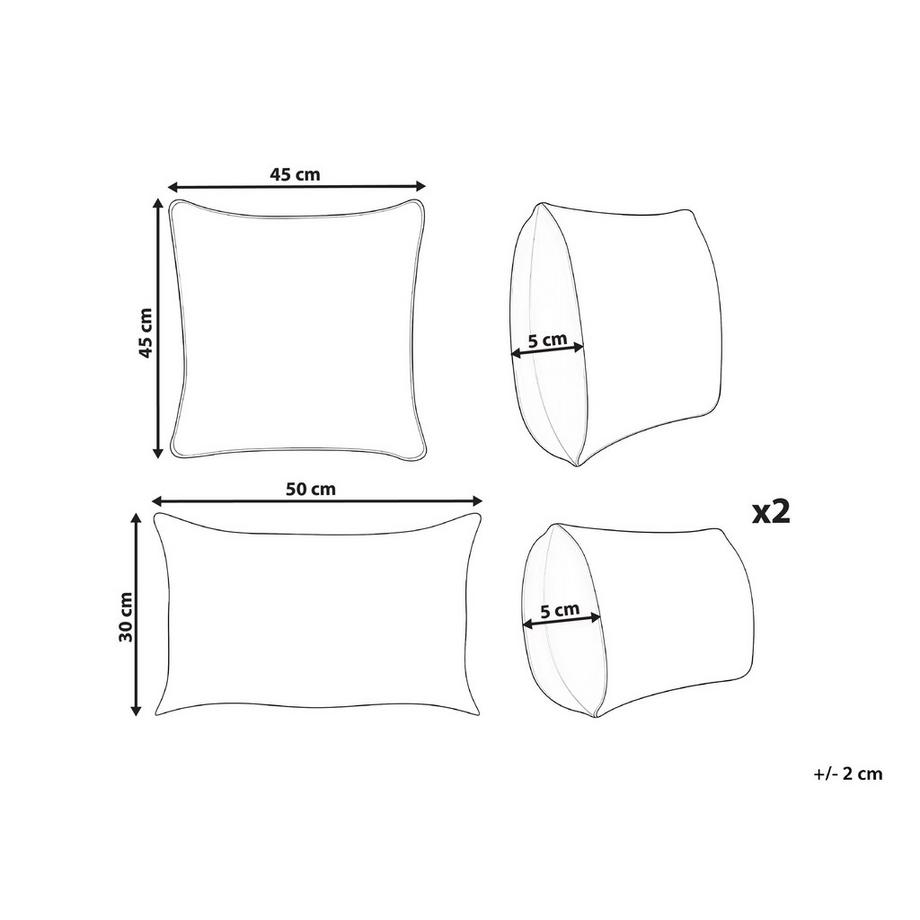Beliani Lot de 3 coussins décoratifs en Velours Boho VATICA  