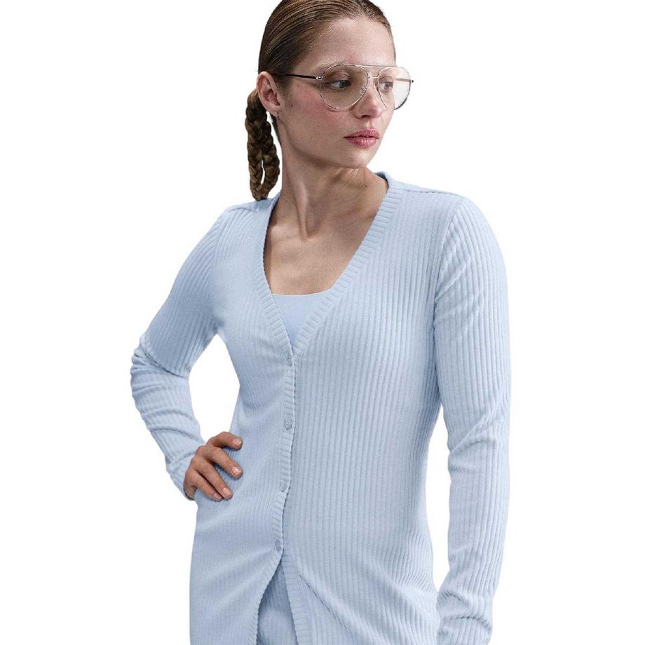 NIKE Cardigan tricoté à côtes avec col en V  