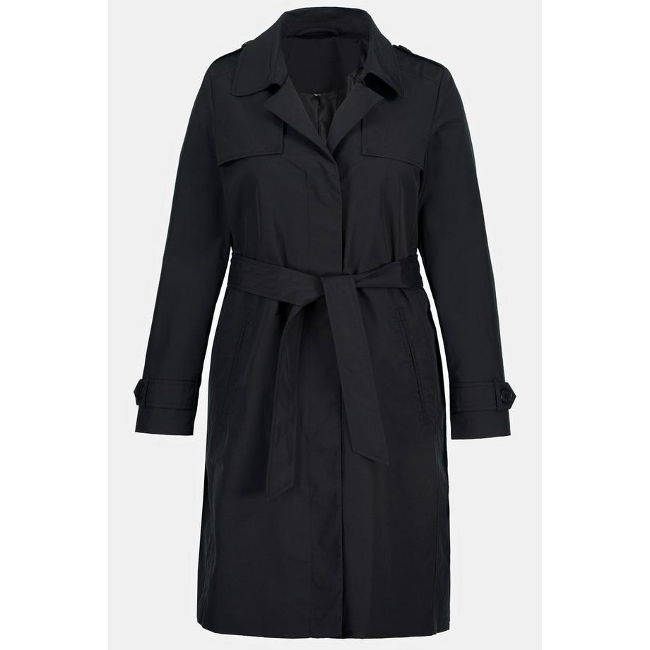 Ulla Popken Trenchcoat A-Linie Hemdkragen Bindegürtel  