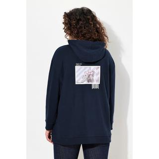 Ulla Popken  Sweat-shirt à capuche oversized, manches longues et message imprimé 