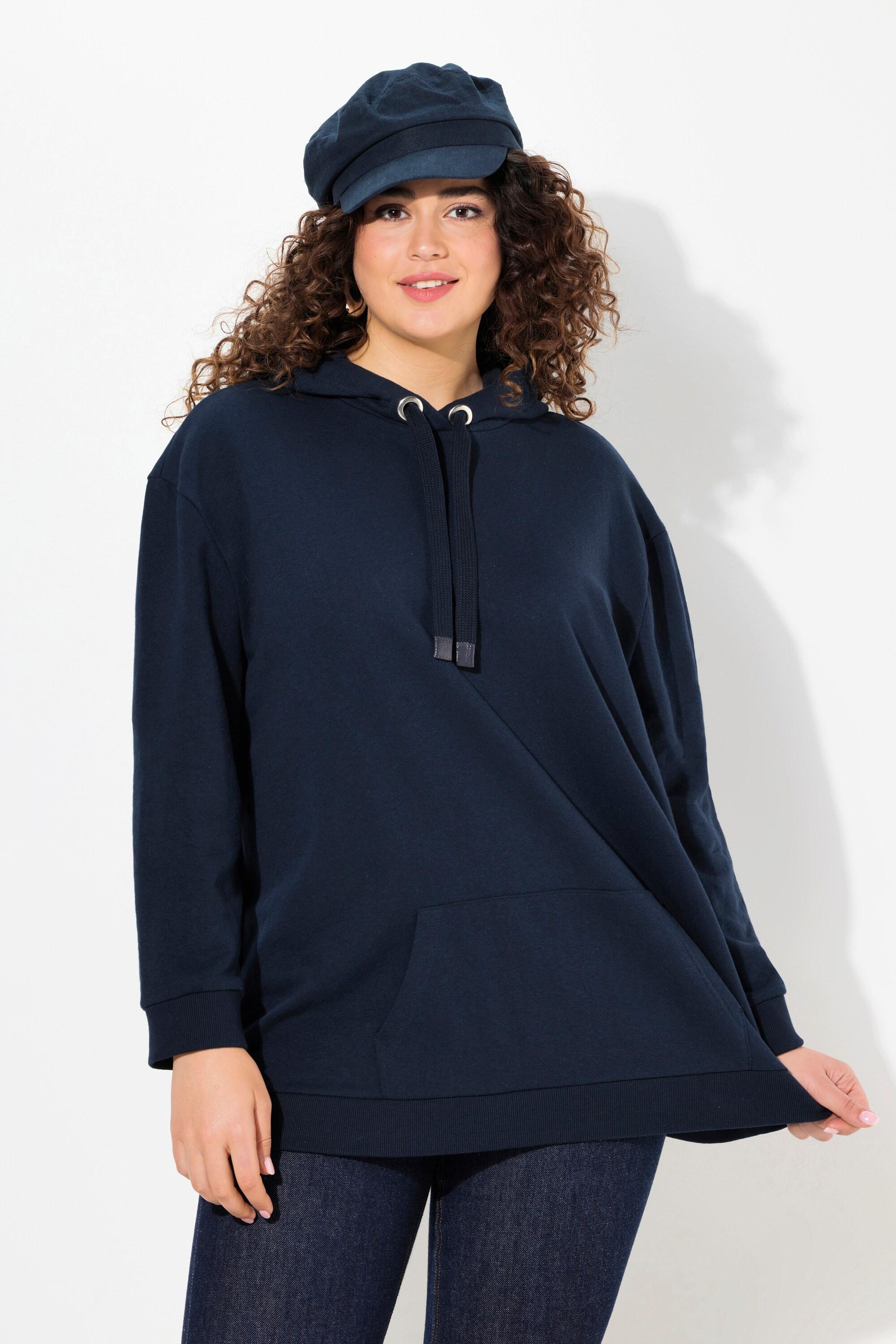 Ulla Popken  Sweat-shirt à capuche oversized, manches longues et message imprimé 