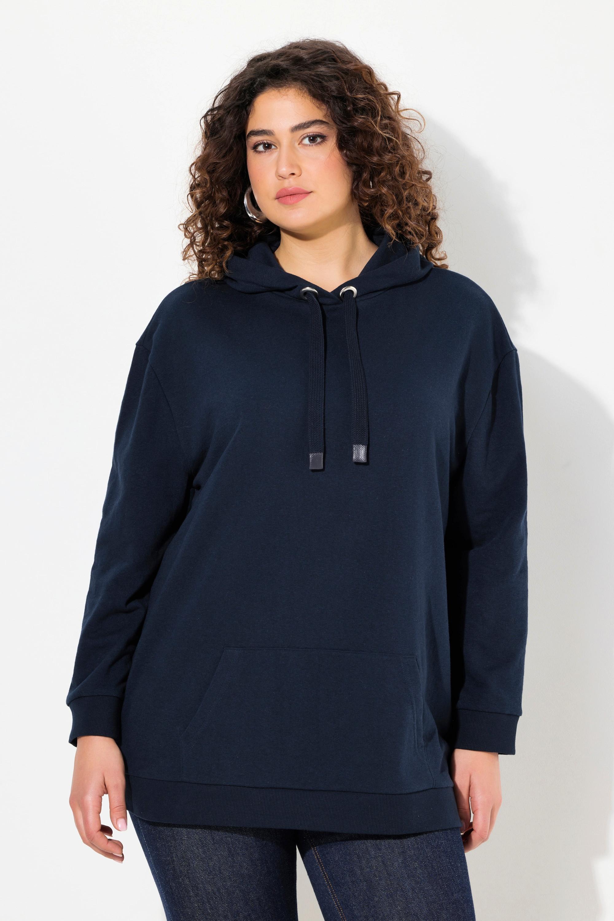 Ulla Popken  Sweat-shirt à capuche oversized, manches longues et message imprimé 