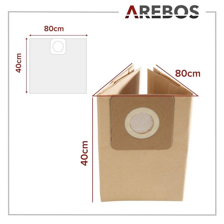 Arebos 5x Staubsaugerbeutel Geeignet für Industriestaubsauger 1600W  