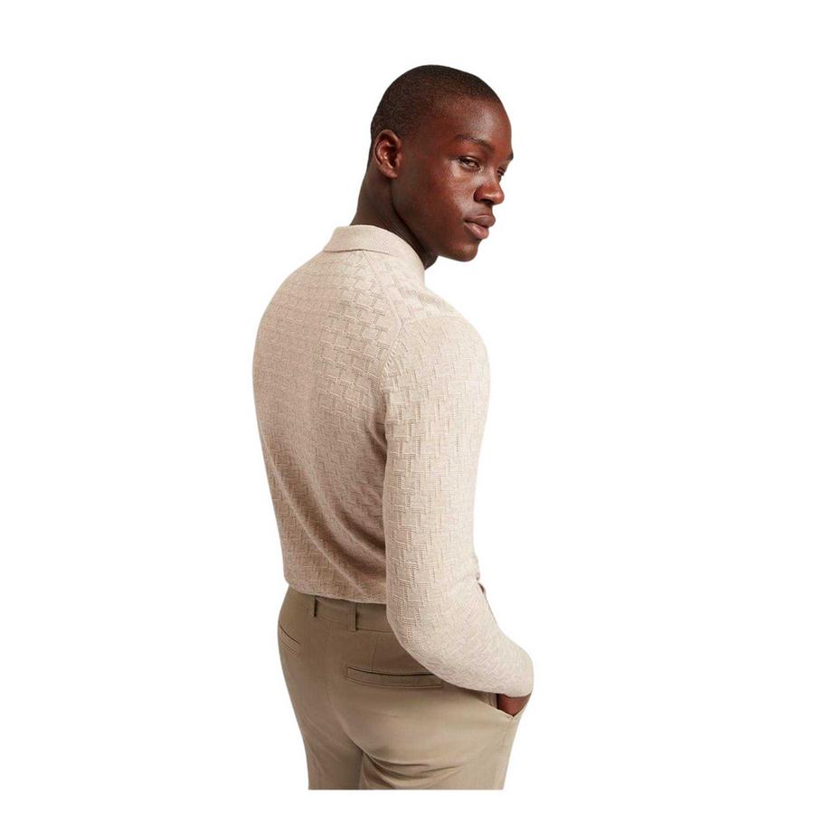 TED BAKER Maglietta Polo a Maniche Lunghe in Maglia  