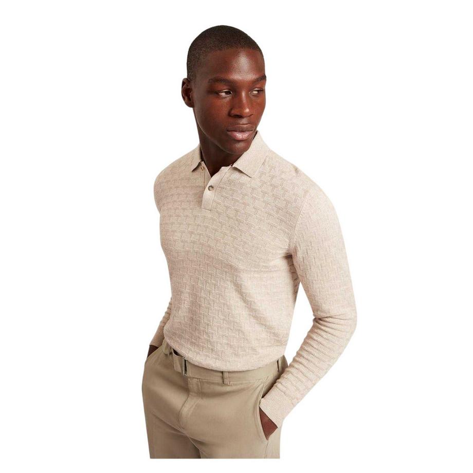 TED BAKER Maglietta Polo a Maniche Lunghe in Maglia  