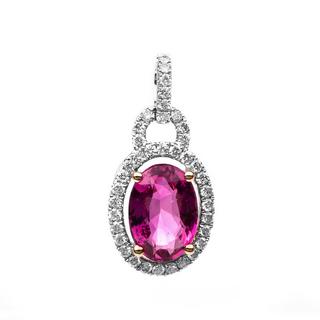 MUAU Schmuck  Pendentif or blanc/or rouge 750/18K diamant 0,31ct. Rubellite 2.11ct. 