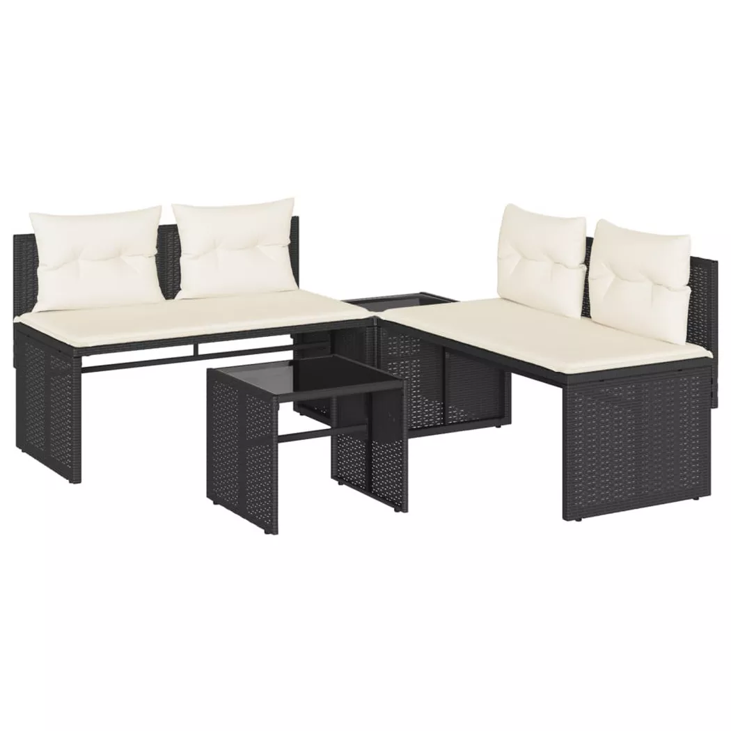 VidaXL - set divano da giardino Polirattan, One Size, Nero