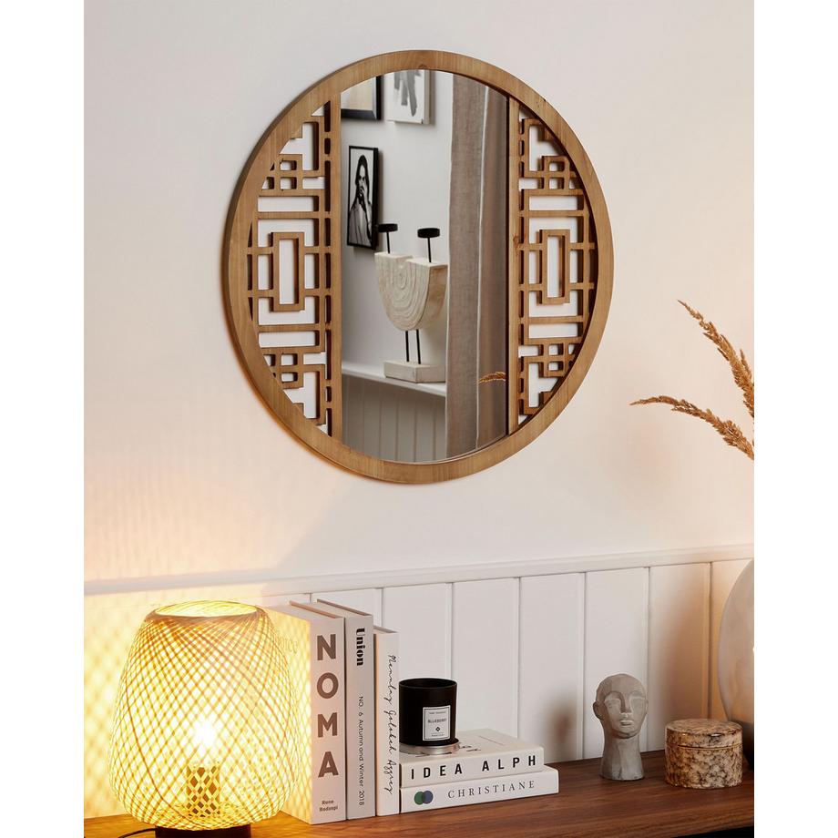 Beliani Specchio en Legno di abete Mediterraneo FIRMINY  