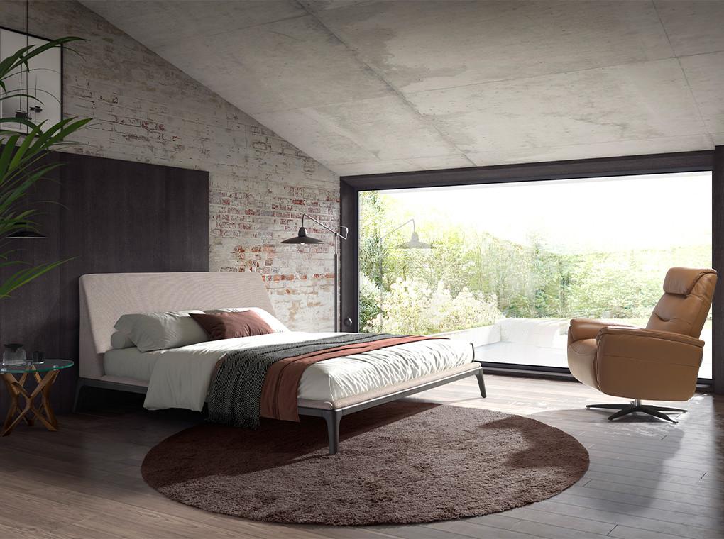 ANGEL CERDA Letto in tessuto grigio  