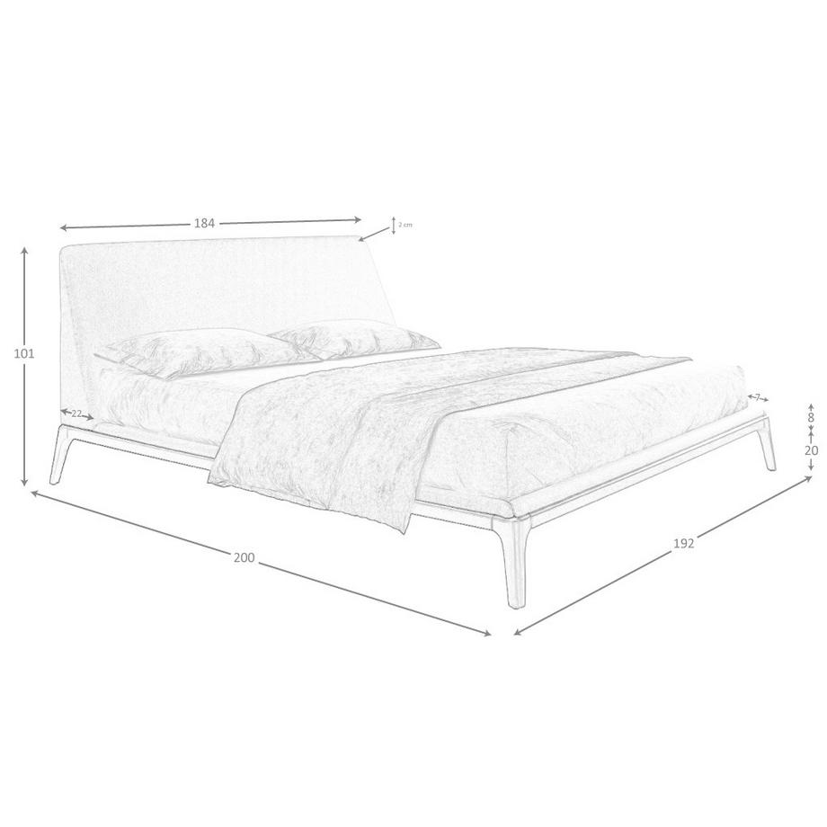 ANGEL CERDA Letto in tessuto grigio  