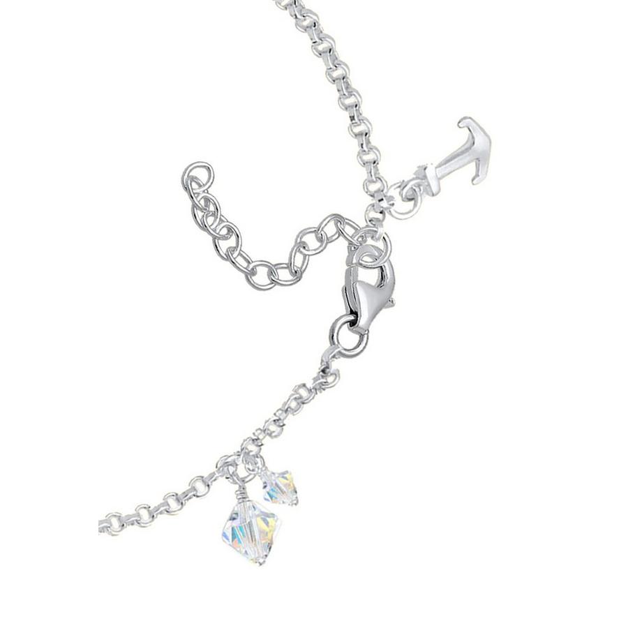 Elli  Bracelet Symbole De L'ancre Et Du Cœur Avec Cristaux 