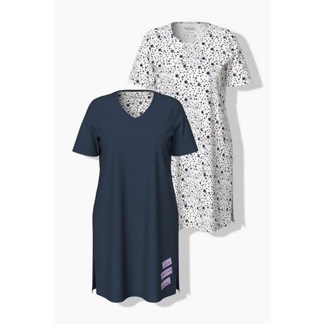 Ulla Popken  Bigshirts, 2er-Pack, Rundhals-/V-Ausschnitt, Halbarm 