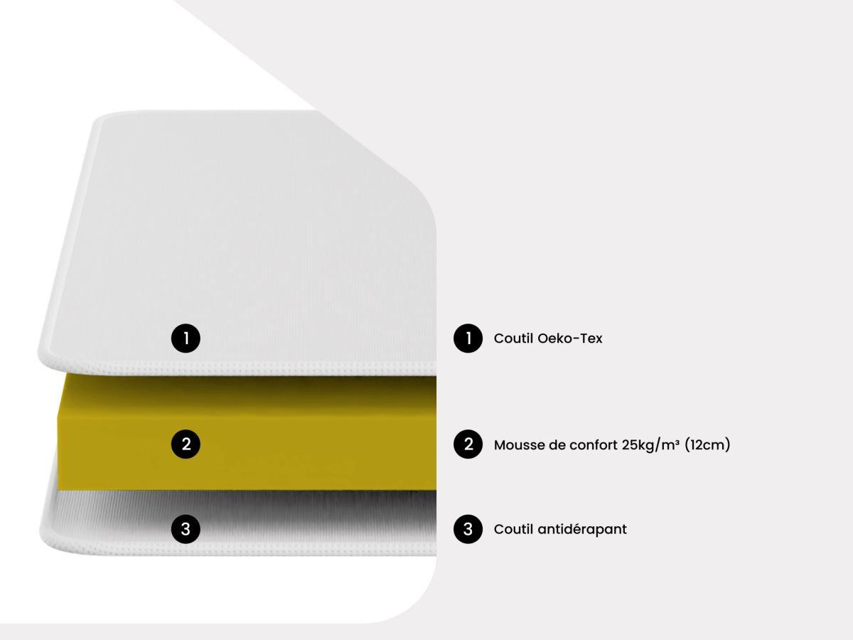 Vente-unique Materasso in schiuma per letto a scomparsa sp. 12 cm 90 x 190 cm - TELLUS  