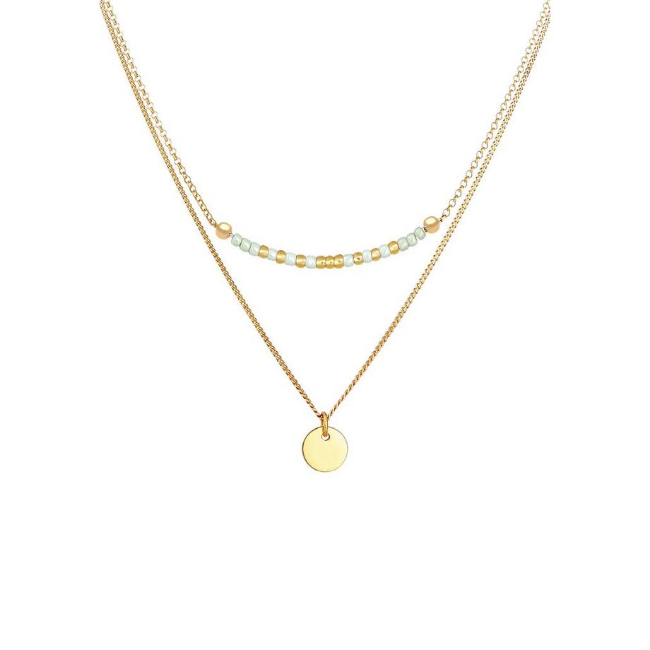 Elli  Halskette Layer Plättchen Glas Perlen Boho 2-Lagig 