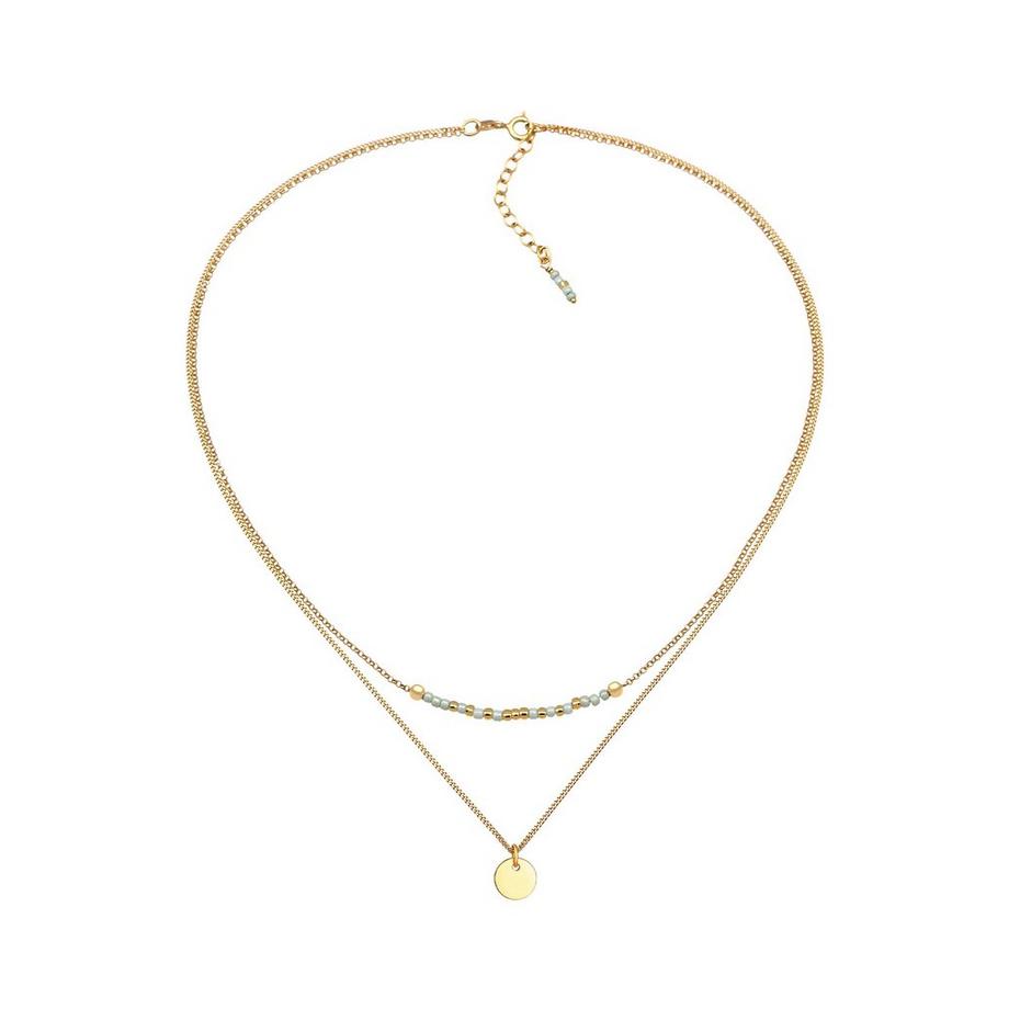 Elli  Halskette Layer Plättchen Glas Perlen Boho 2-Lagig 
