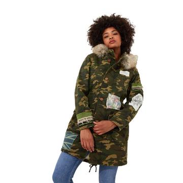 Boutique Bestickter Camouflage-Parka mit Kapuze