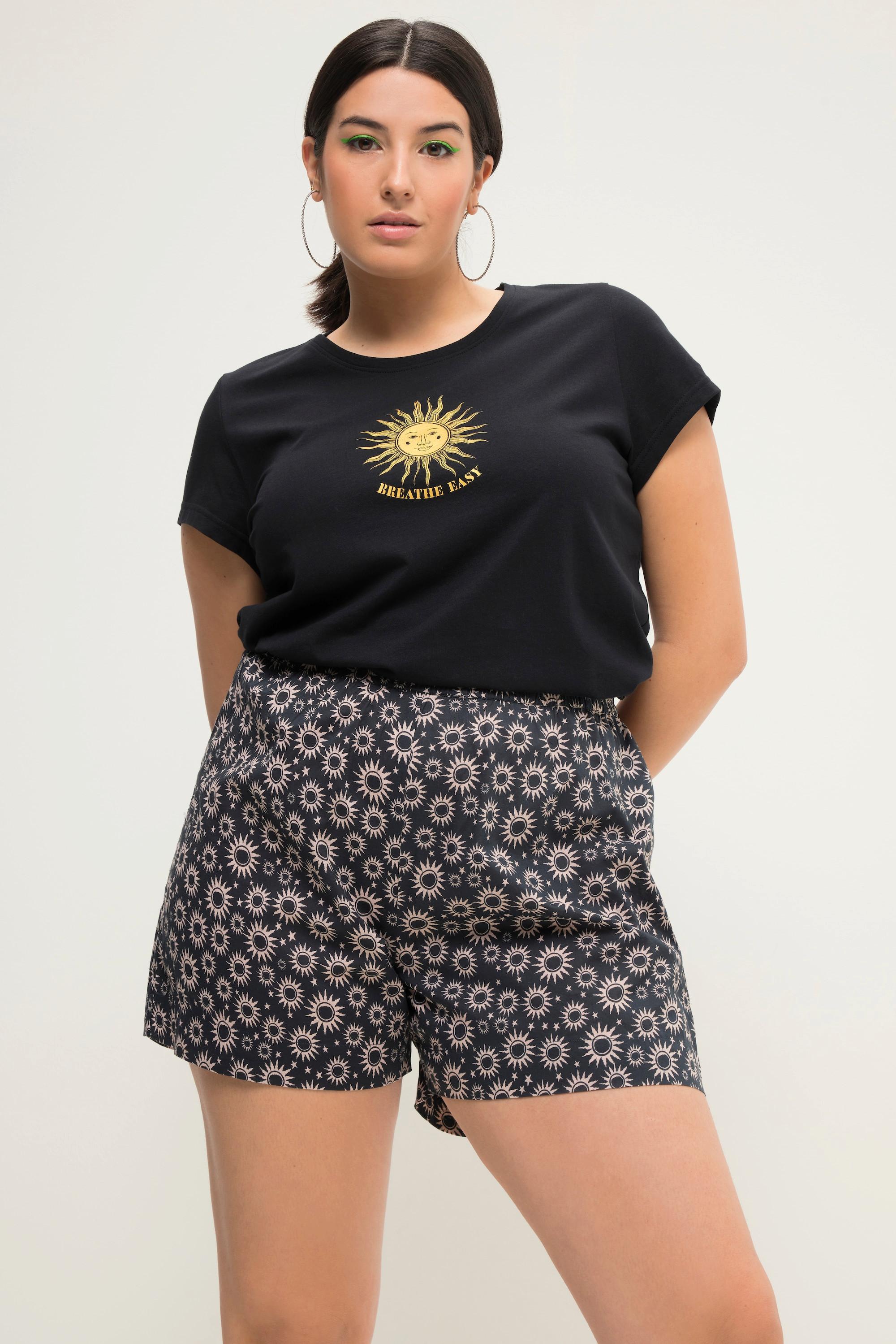 Studio Untold  Short taille haute et jambe large, taille élastique. Imprimé soleil 