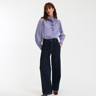 La Redoute Collections Camicetta Boyfriend a righe con collo alto arricciato  