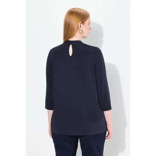 Ulla Popken Maglia Slinky Pieghe Decorative Collo Alto Maniche 3/4  