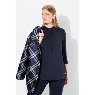 Ulla Popken Maglia Slinky Pieghe Decorative Collo Alto Maniche 3/4  