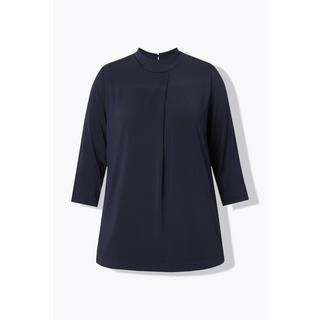 Ulla Popken Maglia Slinky Pieghe Decorative Collo Alto Maniche 3/4  