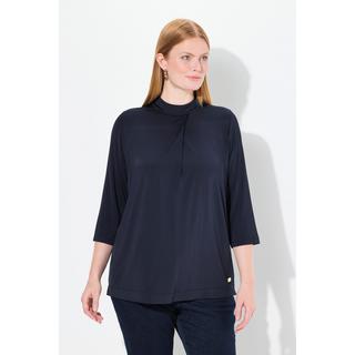 Ulla Popken Maglia Slinky Pieghe Decorative Collo Alto Maniche 3/4  