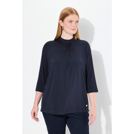 Ulla Popken Maglia Slinky Pieghe Decorative Collo Alto Maniche 3/4  