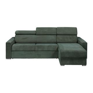 Vente-unique Ecksofa mit Matratze - Ecke wechselbar - Cord - Grün - Liegefläche 160 cm - Matratze 22 cm - Memory Schaum - VIZIR  