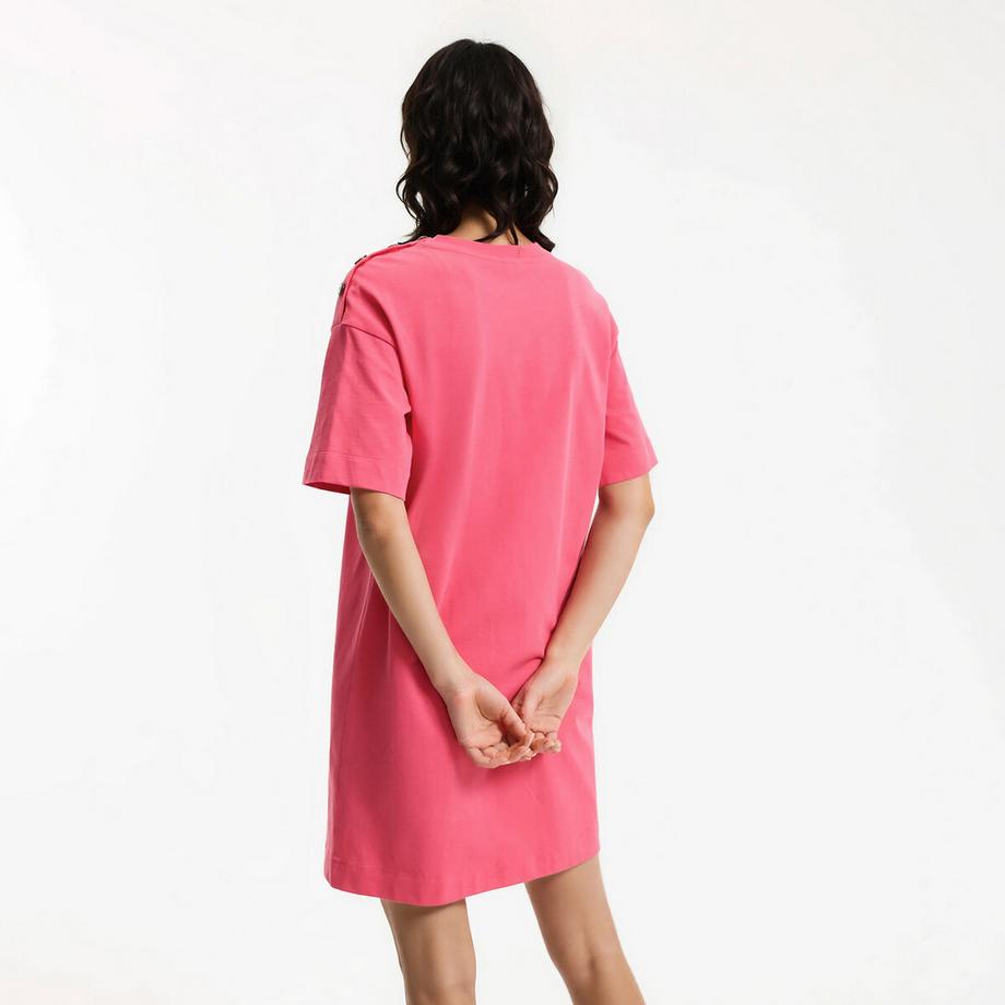 La Redoute Collections Kurzes T-Shirt-Kleid mit Knopfleiste an der Schulter  