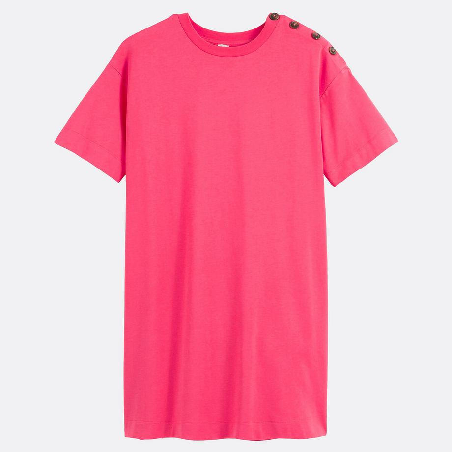 La Redoute Collections Kurzes T-Shirt-Kleid mit Knopfleiste an der Schulter  